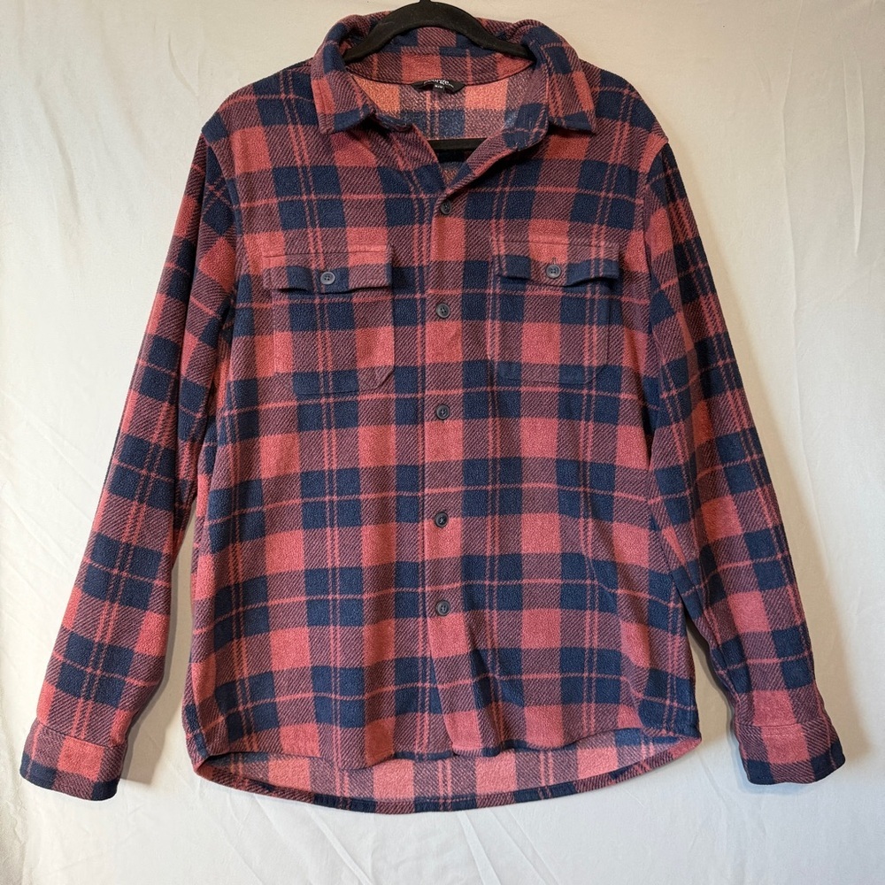 Womens Fleece Plaid Button Up Jacket Size M Cabincore Outdoors Gorpcore Hiking